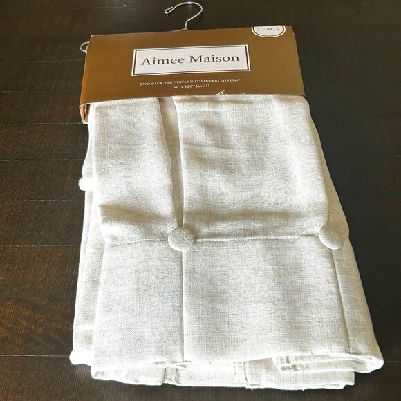NWT Aimee Maison Antigua Linen Curtains With Button Inverted Pleats 2 Pack - Picture 4 of 8